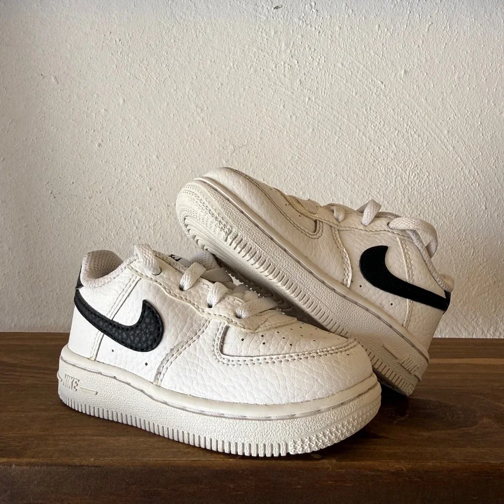 Nike Air Force 1 TD Toddler Sneakers Size 6C White Black CZ1691-100